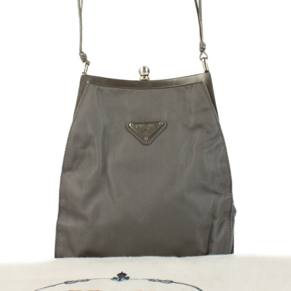 Prada Grey Nylon Mini Crossbody Bag