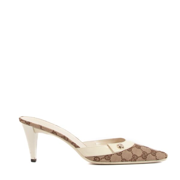 Gucci Monogram Canvas Mules - Size 39,5