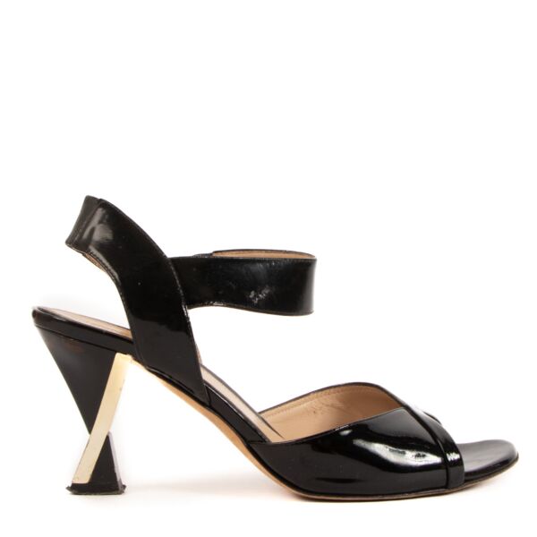 Fendi Black Patent Leather Sandals - Size 38