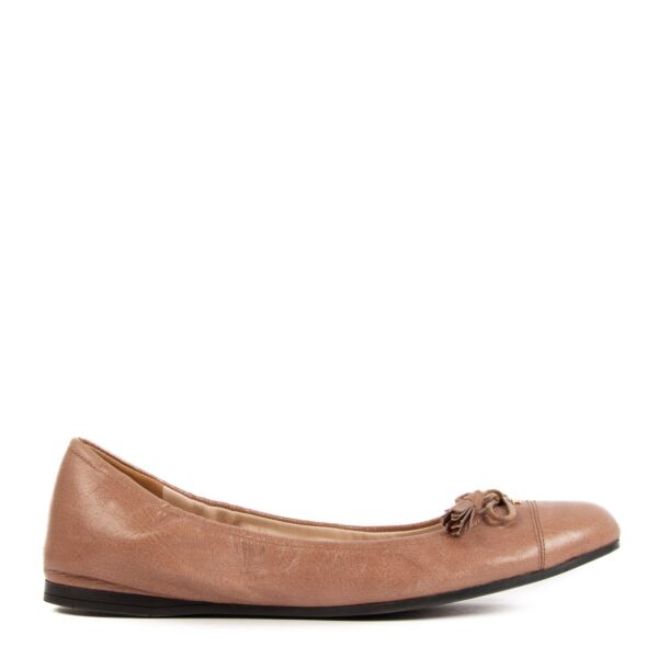 Buy authentic Prada Taupe Ballerina Flats