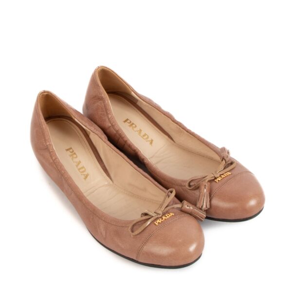 Prada Taupe Ballerina Flats - Size 39 1/2