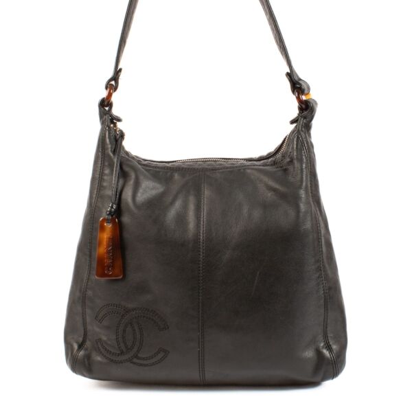 Chanel Vintage Black Calfskin CC Hobo Bag