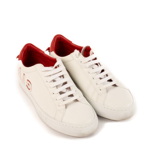 Givenchy White/Red Leather Reverse Sneakers - Size 36