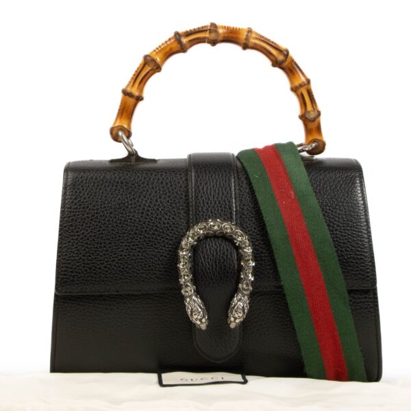 Gucci Black Dionysus Bamboo Top Handle Bag