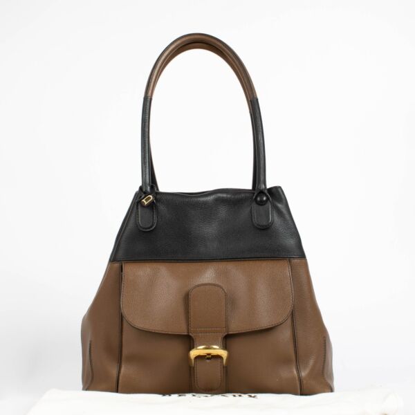 Delvaux Bicolore Black/Brandy Sellier Brillant Shoulder Bag