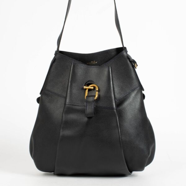 Authentic Delvaux Navy Blue Faust Shoulder Bag on Labellov.com 