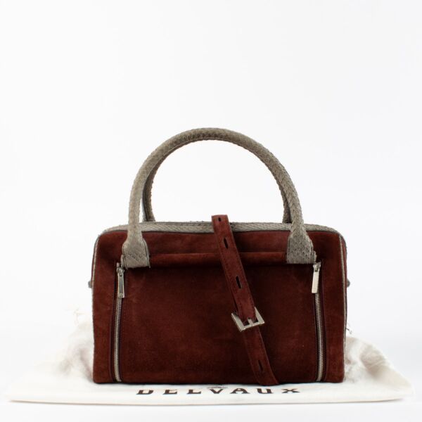 Delvaux Burgundy Suede/Poisson Charlotte Bag