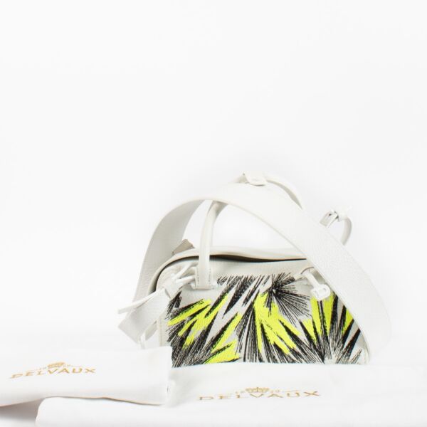 Delvaux White Taurillon Soft Graffiti Embroidered Cool Box Mini