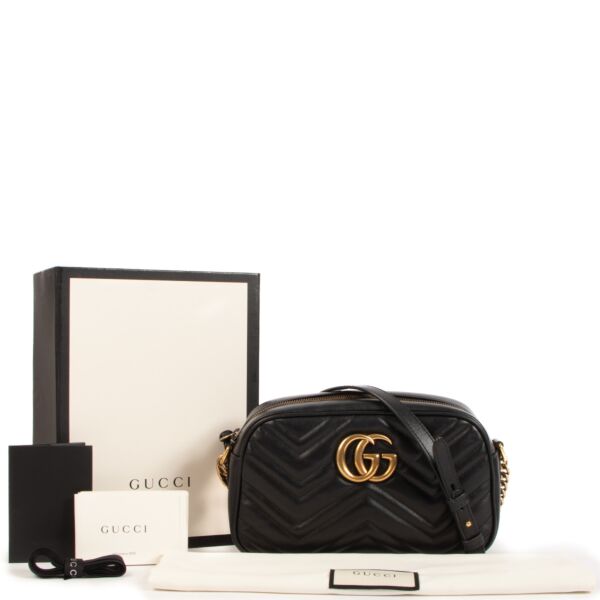 Gucci Black GG Marmont Small Matelassé Shoulder Bag