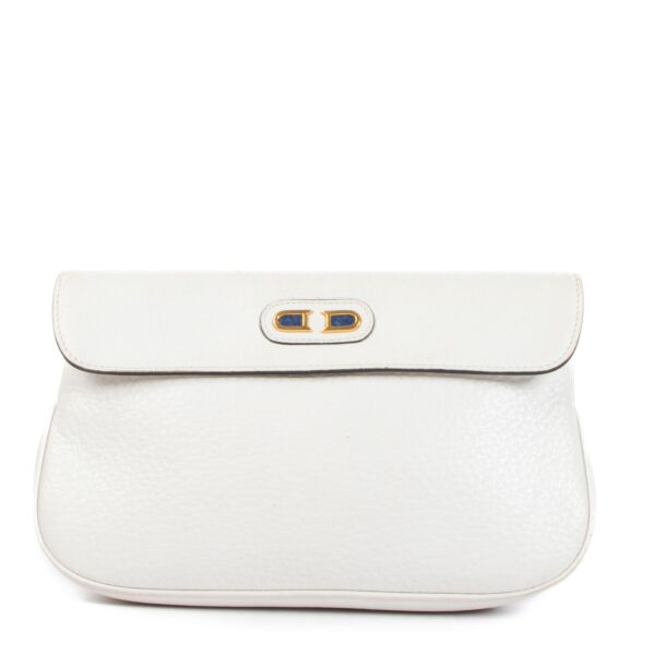Delvaux White Grained Leather Pouch
