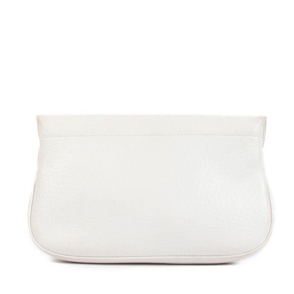 Delvaux White Grained Leather Pouch