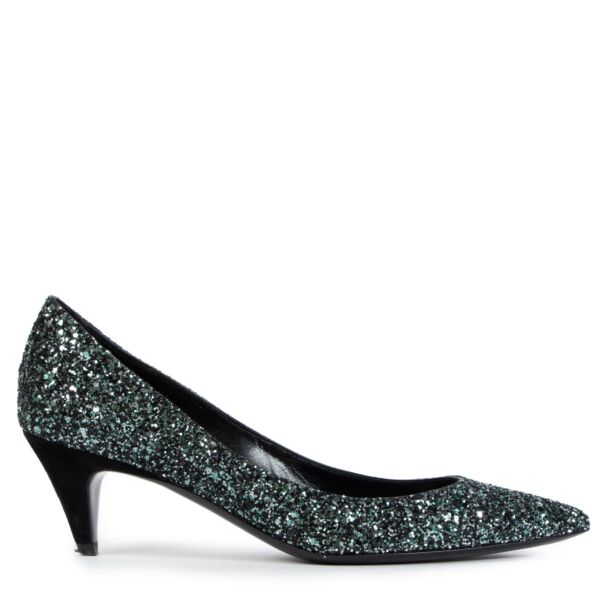 Saint Laurent Glitter Kitten Pumps - size 38.5