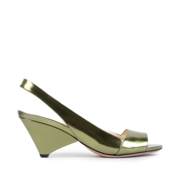 Prada Metallic Green Slingback Pumps - Size 39 1/2