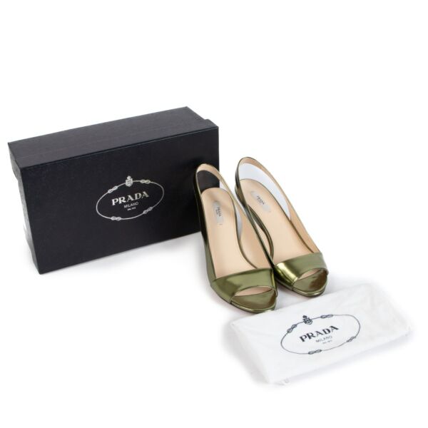 Prada Metallic Green Slingback Pumps - Size 39 1/2