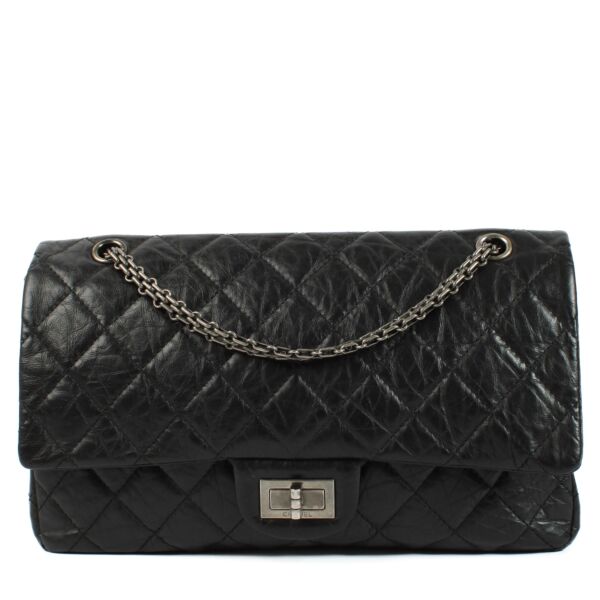 Shop 100% authentic second hand Chanel Black Aged Calfskin Maxi 2.55 on Labellov.com