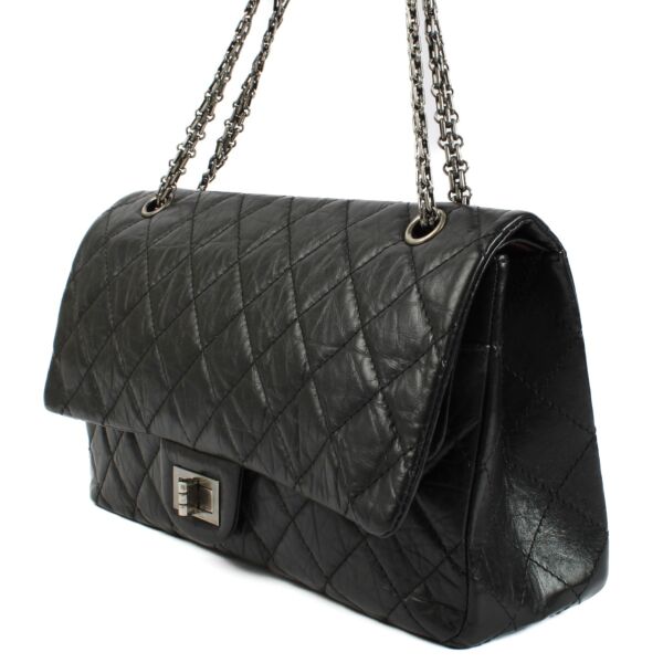 Chanel Black Aged Calfskin Maxi 2.55 Bag