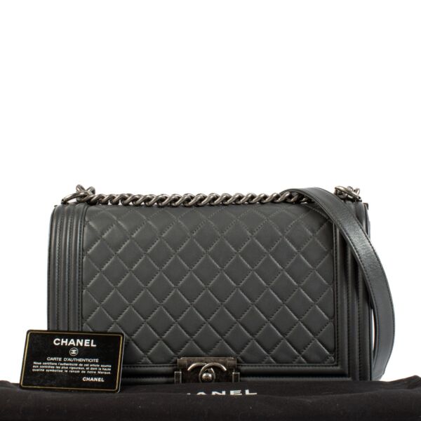 Chanel Dark Grey Calfskin Large Boy Bag