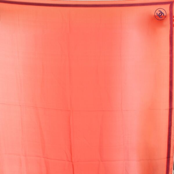 Chanel Logo Red Silk Scarf