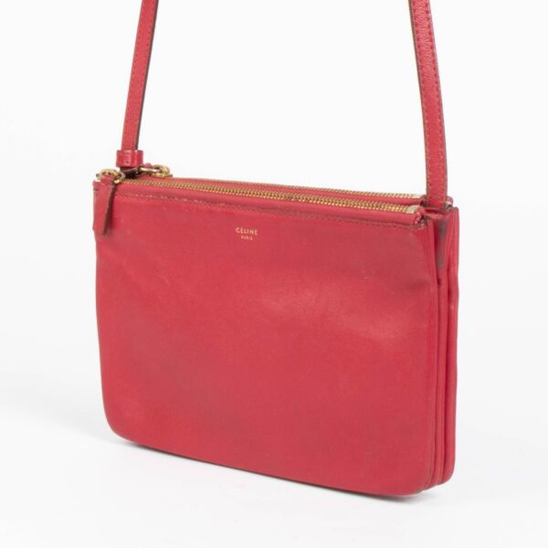 Celine Raspberry Leather Trio Bag