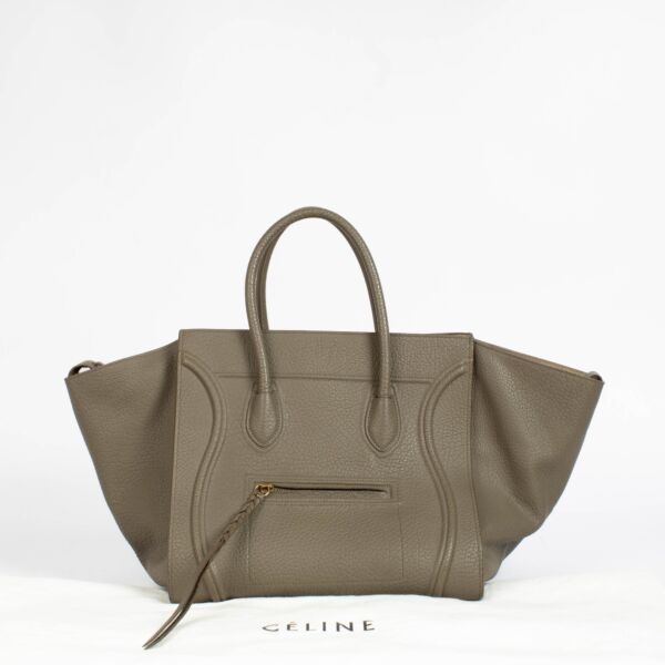 Celine Taupe Leather Medium Phantom Luggage Bag