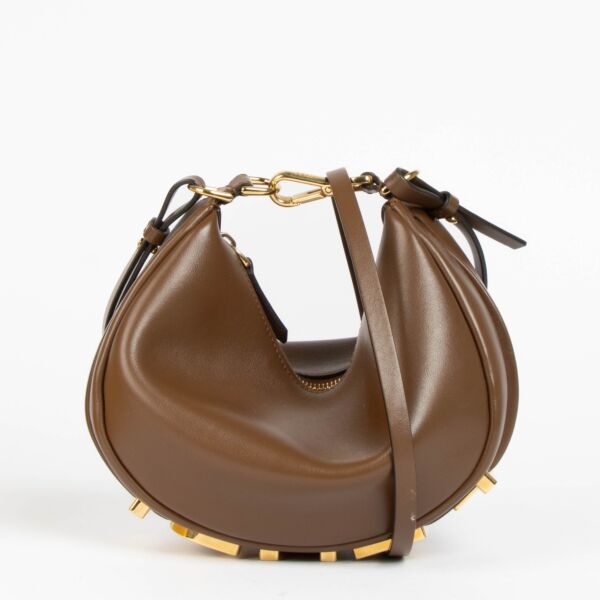 Shop this authentic Fendi Brown Vitello Grace Fendigraphy Mini Bag pre-loved on Labellov.com 