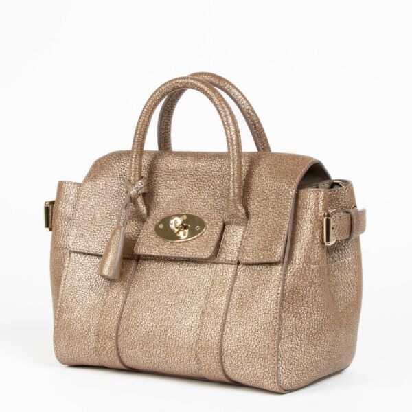 Mulberry Gold Leather Mini Bayswater Bag