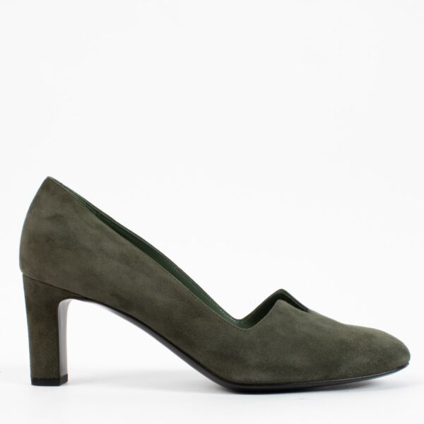 Hermes Green Velvet Heels