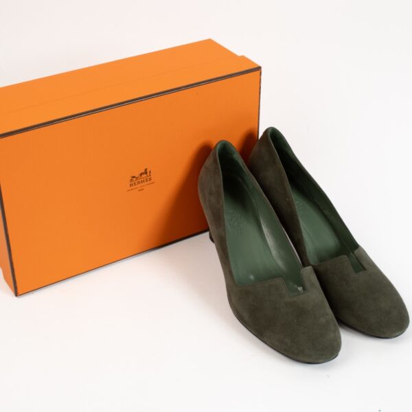 Hermès Green Velvet Jackie Heels - Size 38