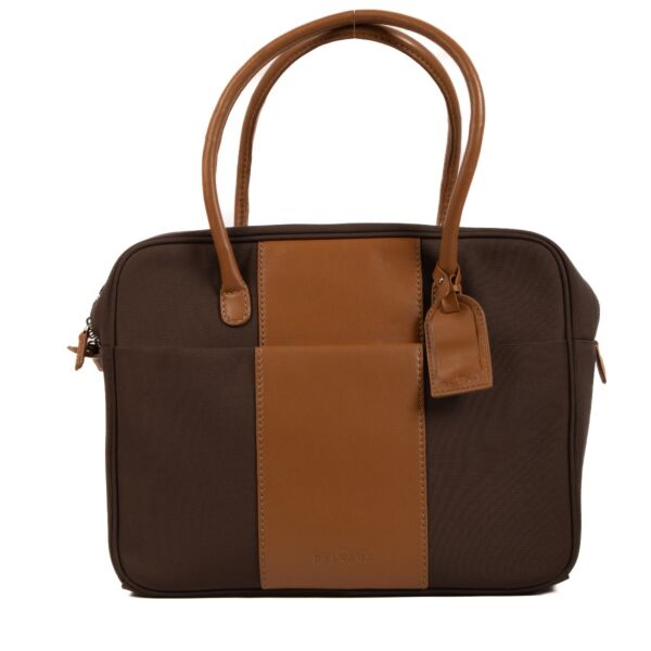 Shop 100% authentic second-hand Delvaux Brown Airess Shoulder Bag Canvas + Toiletry Case on Labellov.com