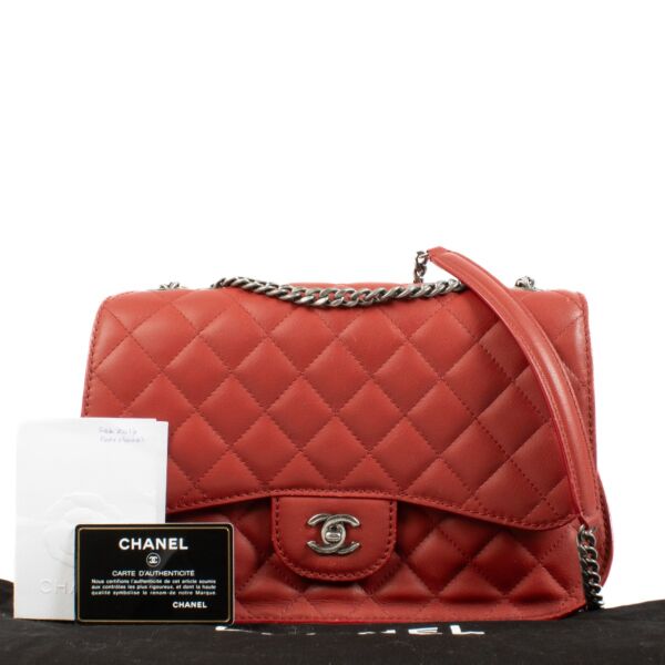 Chanel Red Goatskin Large Flap Bag