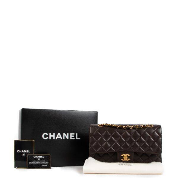 Chanel Vintage Brown Lambskin Medium Classic Flap Bag