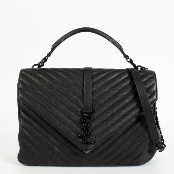 Shop the authentic Saint Laurent All Black Large College Bag second hand on Labellov.com.