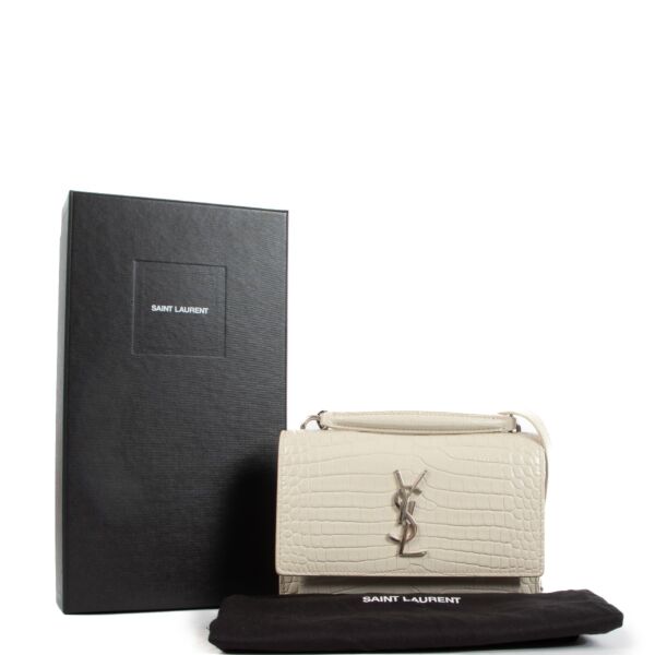 Saint Laurent Sunset Crocodile Embossed Chain Wallet