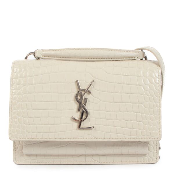 Saint Laurent Sunset Crocodile Embossed Chain Wallet