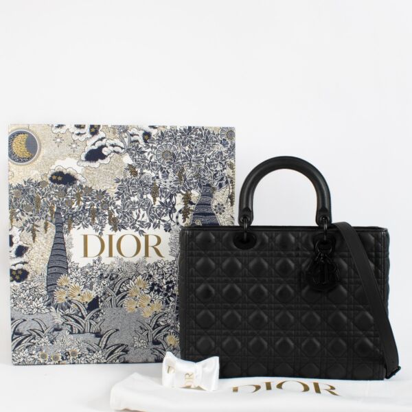 Christian Dior Black Ultramatte Large Lady Dior Bag