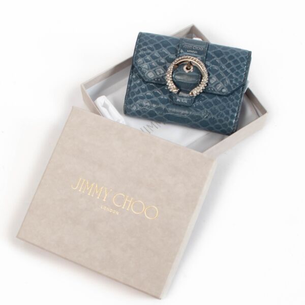 Jimmy Choo Odile Butterfly Blue Snake-Embossed Wallet