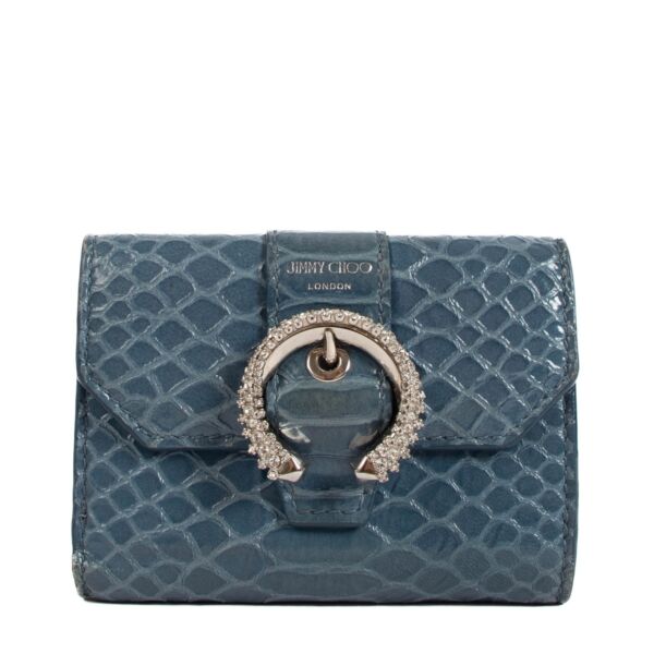 shop 100% authentic second hand Jimmy Choo Odile Butterfly Blue Snake-Embossed Wallet on Labellov.com