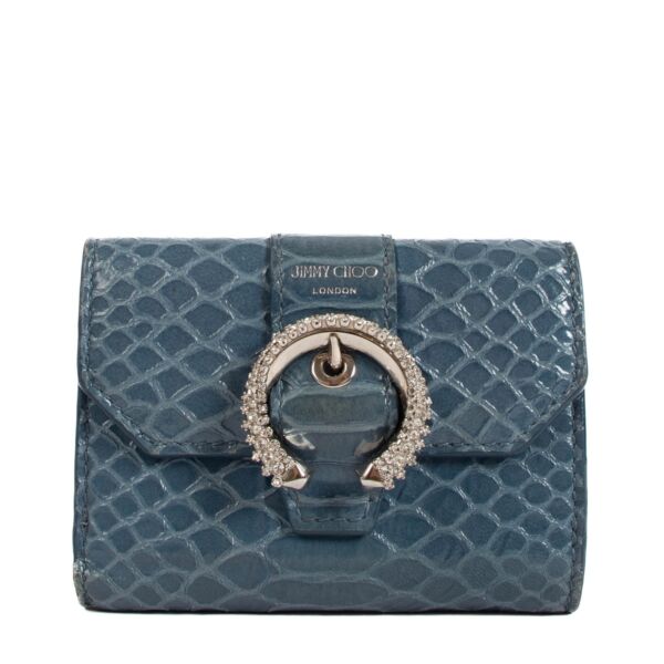 Jimmy Choo Odile Butterfly Blue Snake-Embossed Wallet