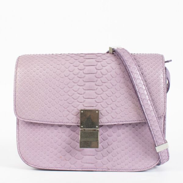 Authentic preloved Celine Lilac Python Medium Classic Box Bag on Labellov.com