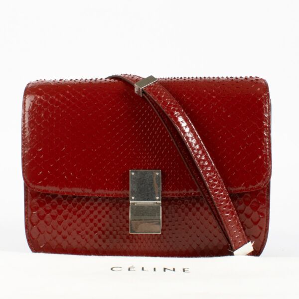 Celine Red Python Medium Classic Bag