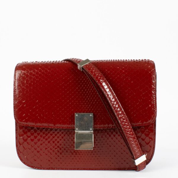 Authentic preloved Celine Red Python Medium Classic Box Bag on Labellov.com