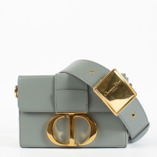 Authentic pre-loved Christian Dior Blue-Grey Calfskin Micro 30 Montaigne Flap Bag on Labellov.com