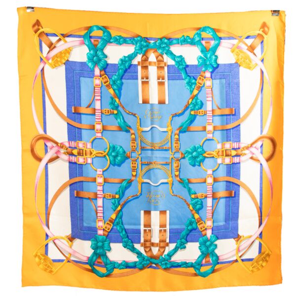 Hermès Yellow Grand Manège Silk Scarf