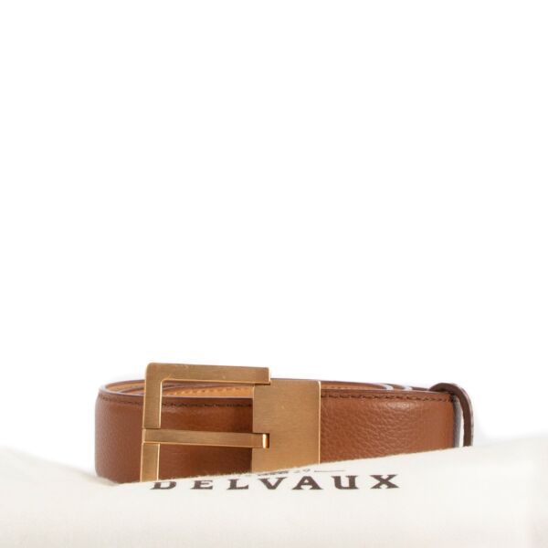 Delvaux Cognac Leather Belt - T75
