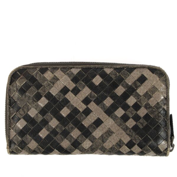 Bottega Veneta Grey Intrecciato Leather Continental Wallet