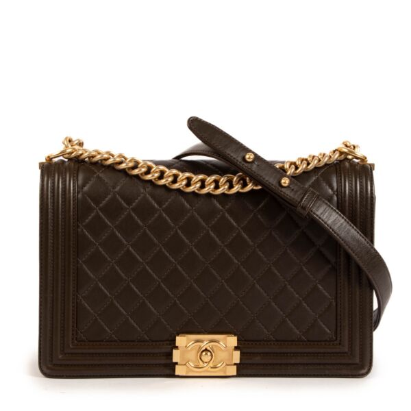 shop 100% authentic second hand Chanel Large Boy Brown Quilted Leather on Labellov.com