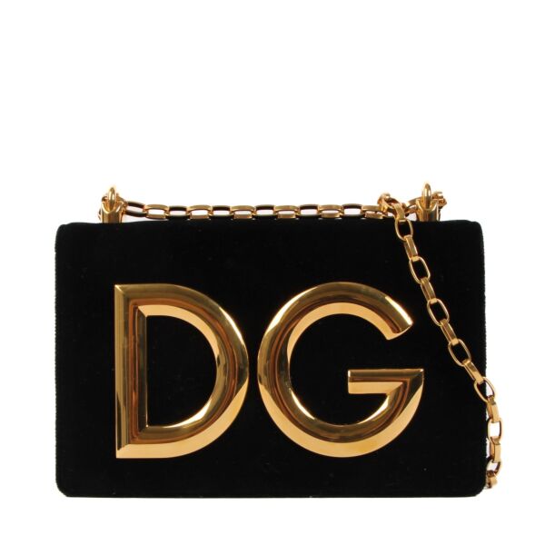 Dolce & Gabbana DG Girls Black Velvet Shoulder Bag