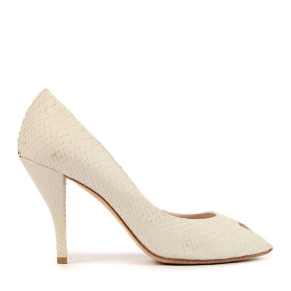 Christian Dior Miss Dior White Python Peep-toe Pumps