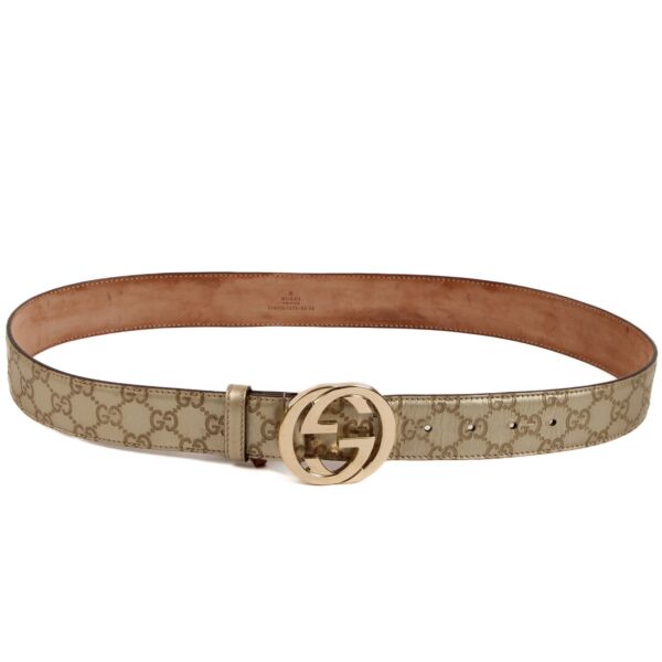 Gucci Gold Signature Belt - Size 95