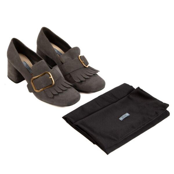 Prada Grey Suede Block Pumps - Size 39